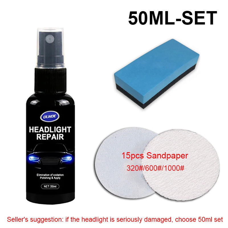 Car Headlight Polishing Agent Scratch Remover Repair Fluid Headlight Renewal Polish And Maintenance Liquid Kit Auto Accessories