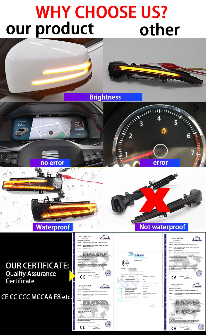 LED Dynamic Turn Signal Light Side Mirror Lamp Blinker Indicator For Mercedes Benz W204 CLA A B C E S GLA GLK CLS W176 W212