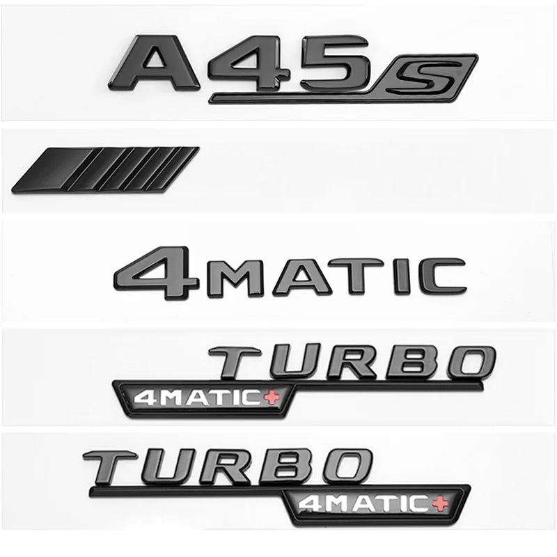 3D ABS Glossy Black Letters A35 A45 A45S Turbo 4matic Emblem for Mercedes Benz AMG Car Fender Trunk Rear W176 W177 Logo Sticker