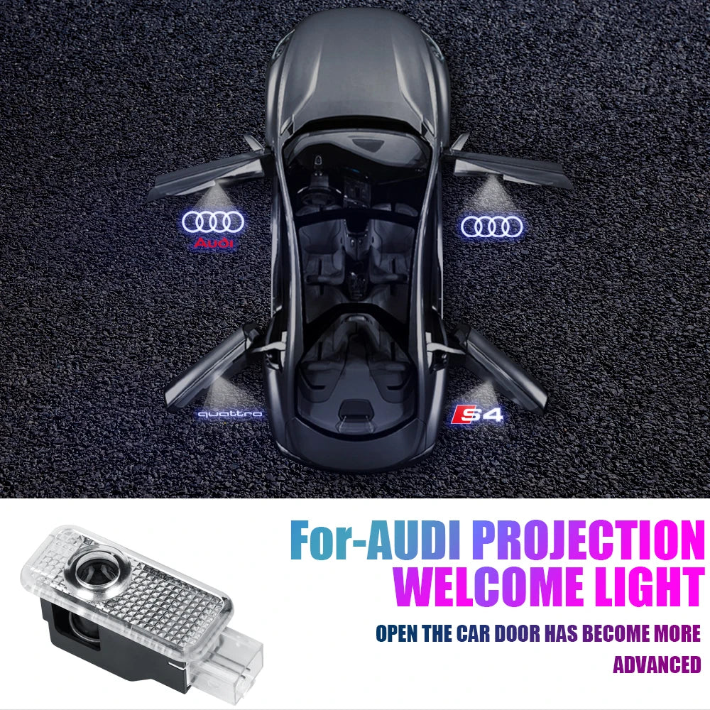 LED Car Door Badge Welcome Light Laser Projector Lamp For Audi Sline Quattro S3 S4 S5 S6 S7 RS Q7 Q5 Q3 A4 B8 8P A3 A6 C7 A5 A6L