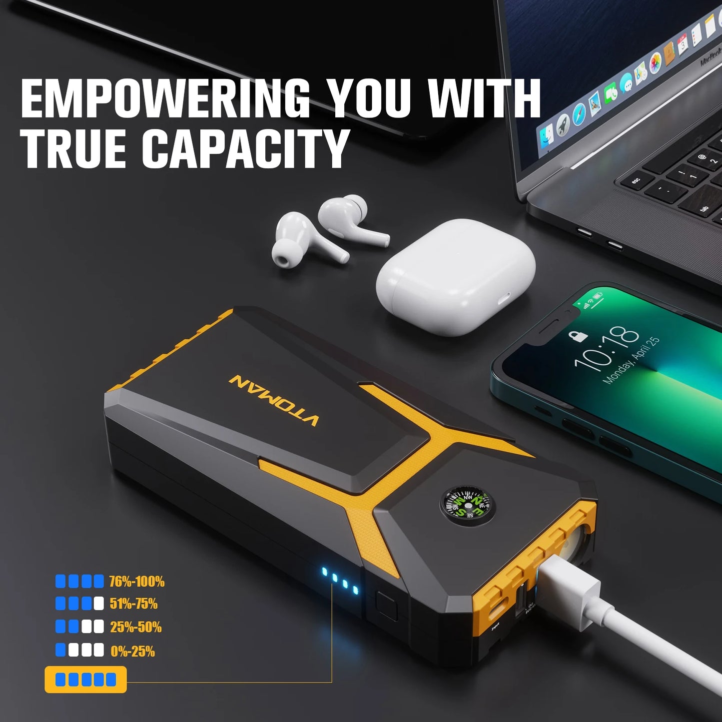 VTOMAN V6 Pro Car Jump Starter Power Bank 2000A Car Battery Charger Auto Emergency Booster Starting Device Jump Starter