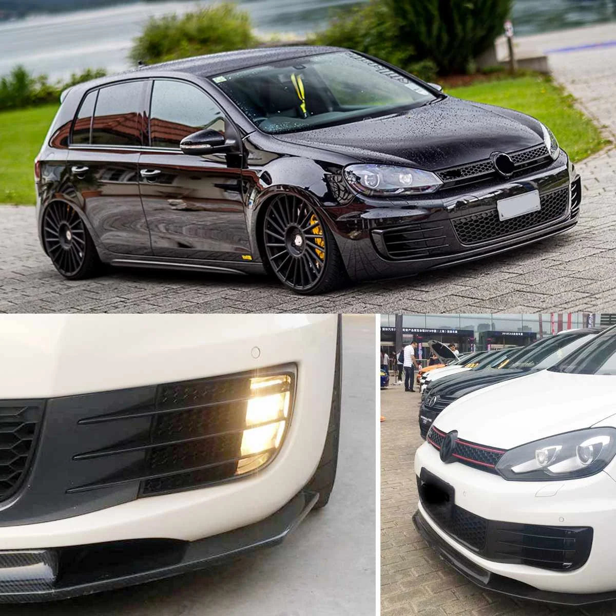 Car Front Bumper Fog Lamp Grille Spoiler For VW Golf 6 MK6 VI GTI GTD R R20 2008-2013 Fog Light Eyebrow Eye Wind Knife Trim