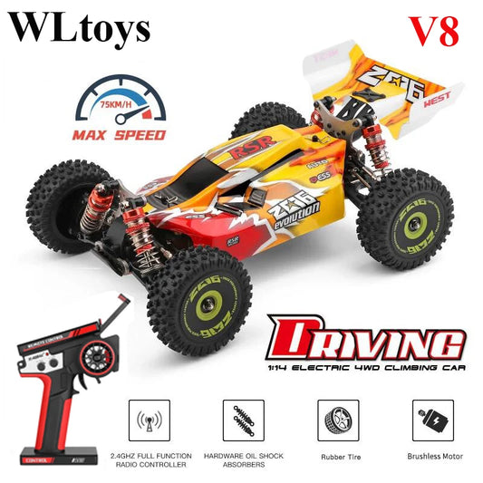 Top WLtoys 144010-V8 2.4G Racing RC Car 70 KM/H Brushless Motor 4WD High Speed Off-Road Drift RC Toys for Kids and Adults Gift