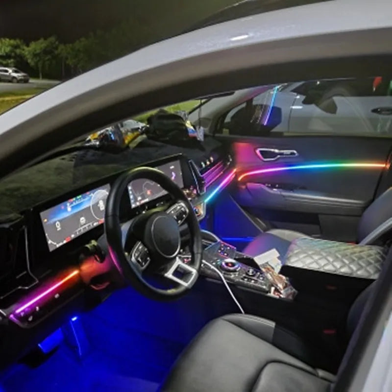 Universal Ambient Lights 64 Color For House & Cars Interior Acrylic Light Guide Fiber Optic Car Decoration Atmosphere Light 18 in1