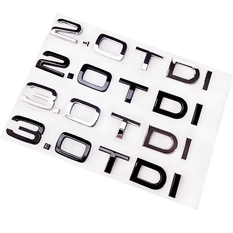 Chrome Black ABS Letters 2.0 TDI 3.0 TDI Rear Boot Trunk Logo Badge Emblem Sticker Decal For Audi A3 A4 A5 A6 Q3 Q5 Q7 S7