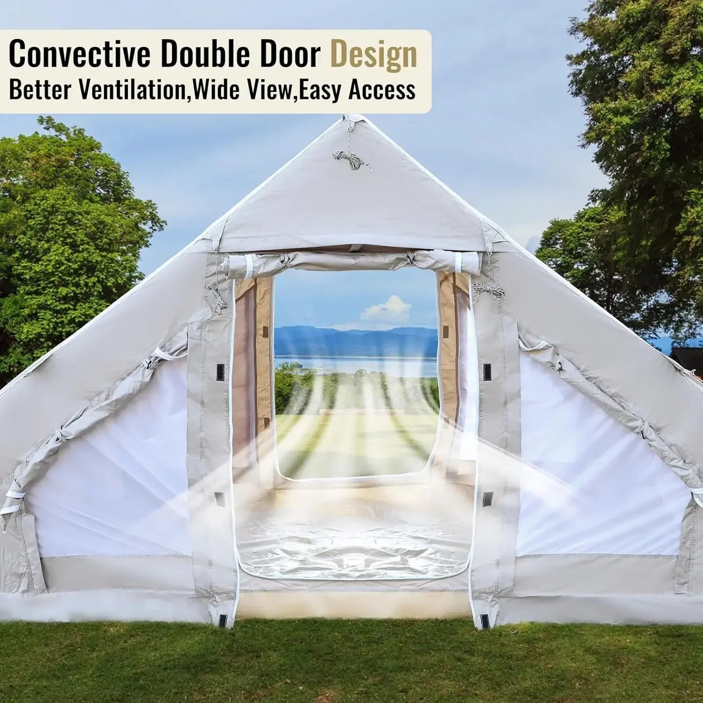 Camping House with Pump,Large Waterproof Windproof Outdoor Glamping Tent for 4-6 Person, 4 Season Cab