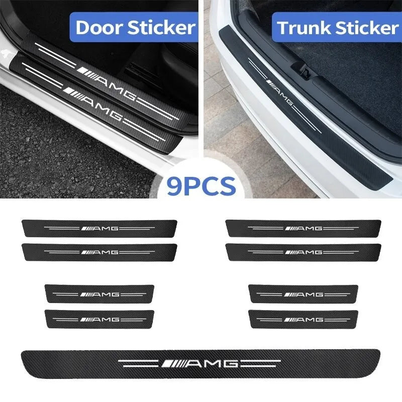 For Mercedes Benz AMG carbon fiber door sticker protector car threshold strip sticker Mercedes Benz C EClass W124 W210 W204 W203