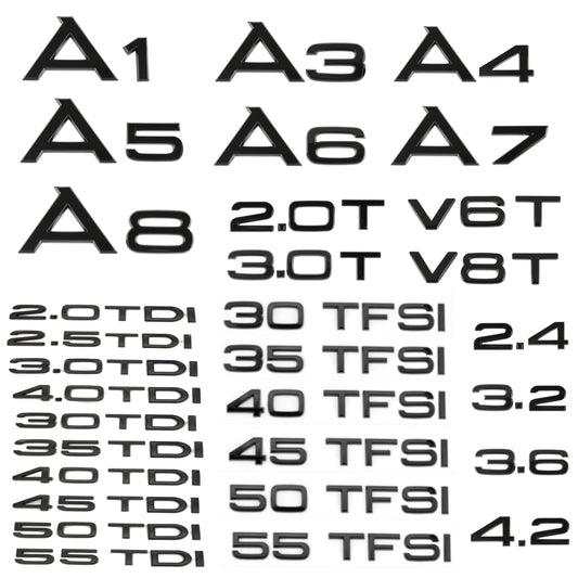 Car Trunk Sticker 3D ABS Glossy Black 2.0 2.5 3.0 4.0 5.0TDI 30 35 40 45 50 55 TDI For Audi A1 A3 A4 A5 A6 A7 A8 Q2 Q3 Q5 Q7 TT