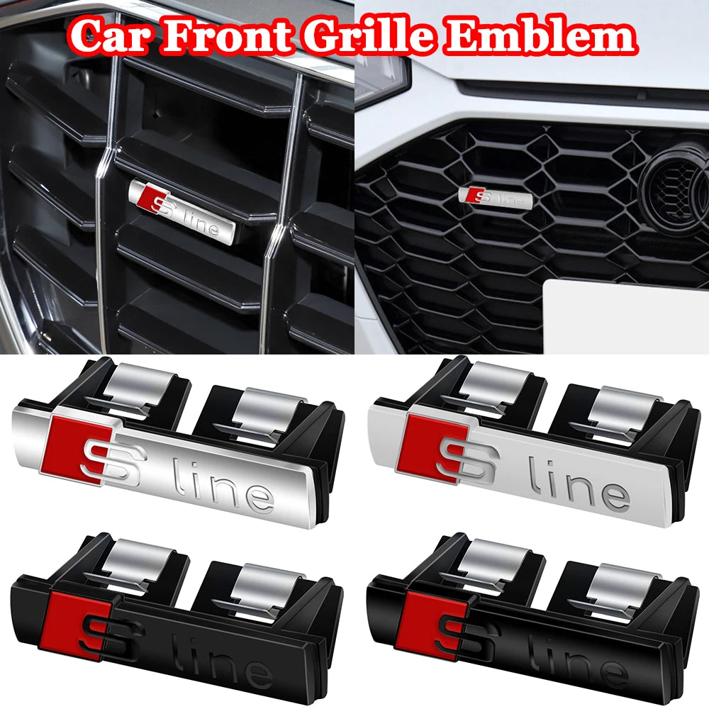 Car SLINE Front Grille Badge Body Trunk Decoration Sticker Auto Emblem Accessories for Audi S A3 A4 B7 B6 8V B8 8P A6 C7 A5 Q5