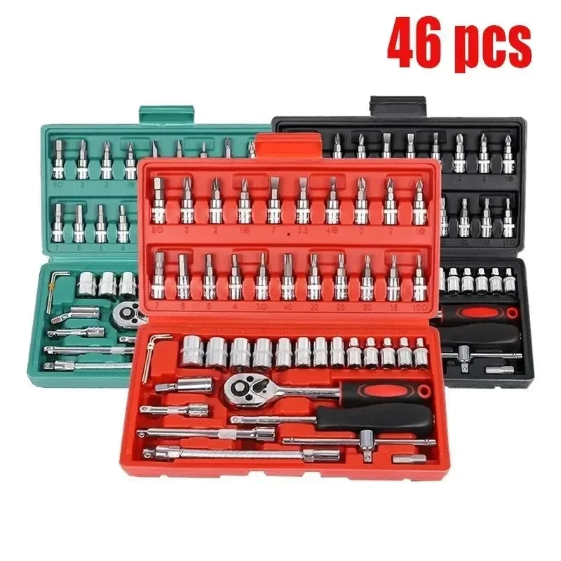 Wrench Set 46/53Pcs Tool Kit For Car Tool Screwdriver And Bit Ratchet Torque Quick Wrench Spanner Wrench Socket Key Hand Tools