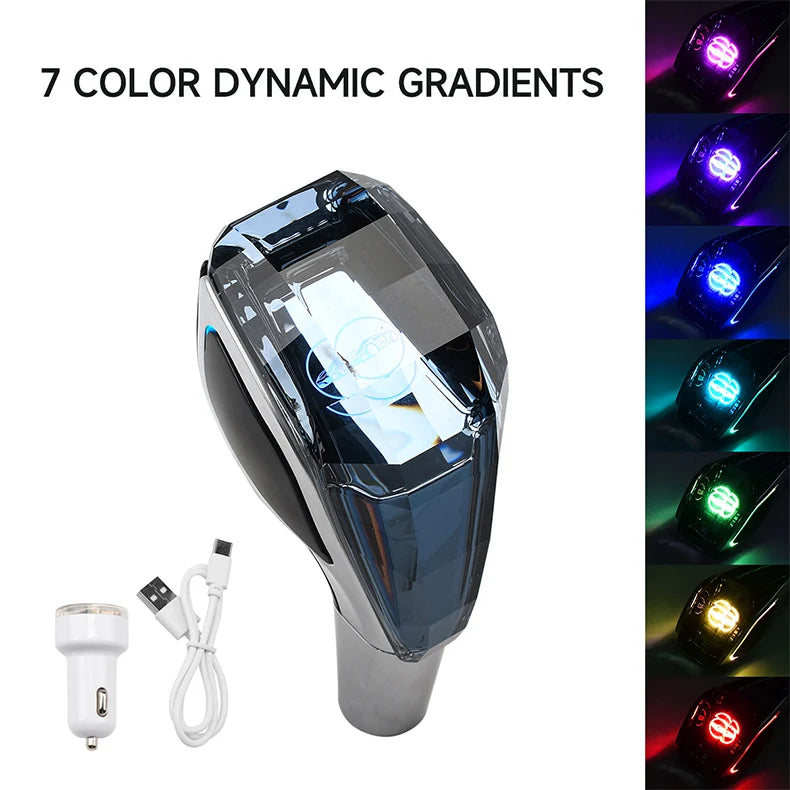 Car Universal Crystal Handle Gear Shift Knob Kit With LED Interior Accessories