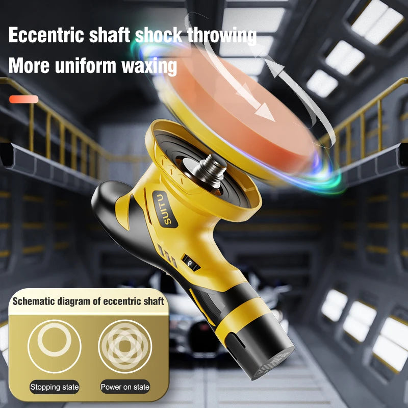 EAFC Cordless Car Polisher 12V Wireless DA Car Polishing Machine Brushless Dual Action Buffer Free 2.0Ah Lithium Battery