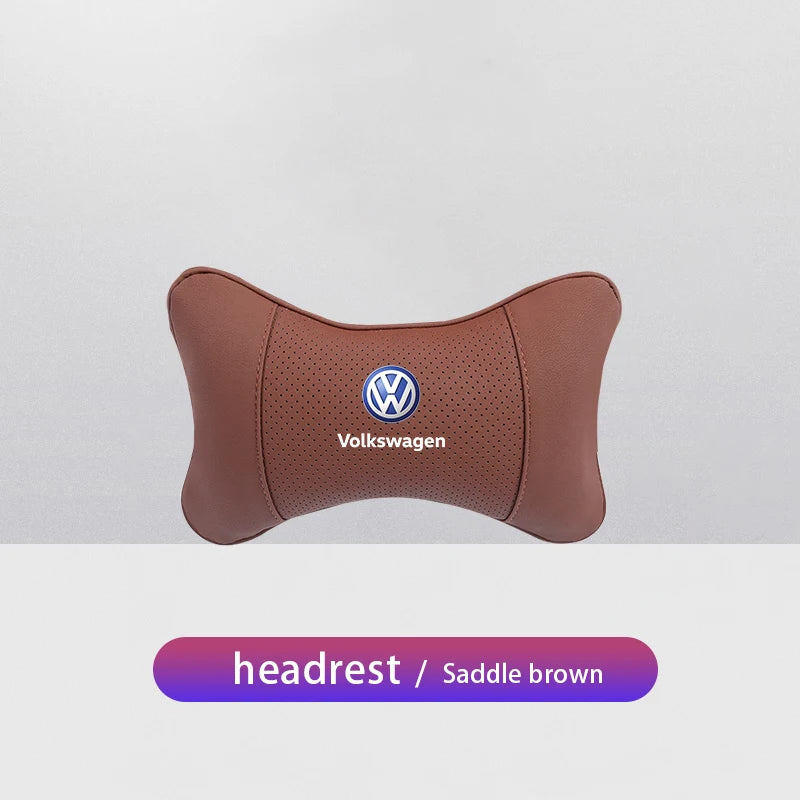 1Pcs Car Seat Headrest Auto Logo Neck Pillow For Volkswagen