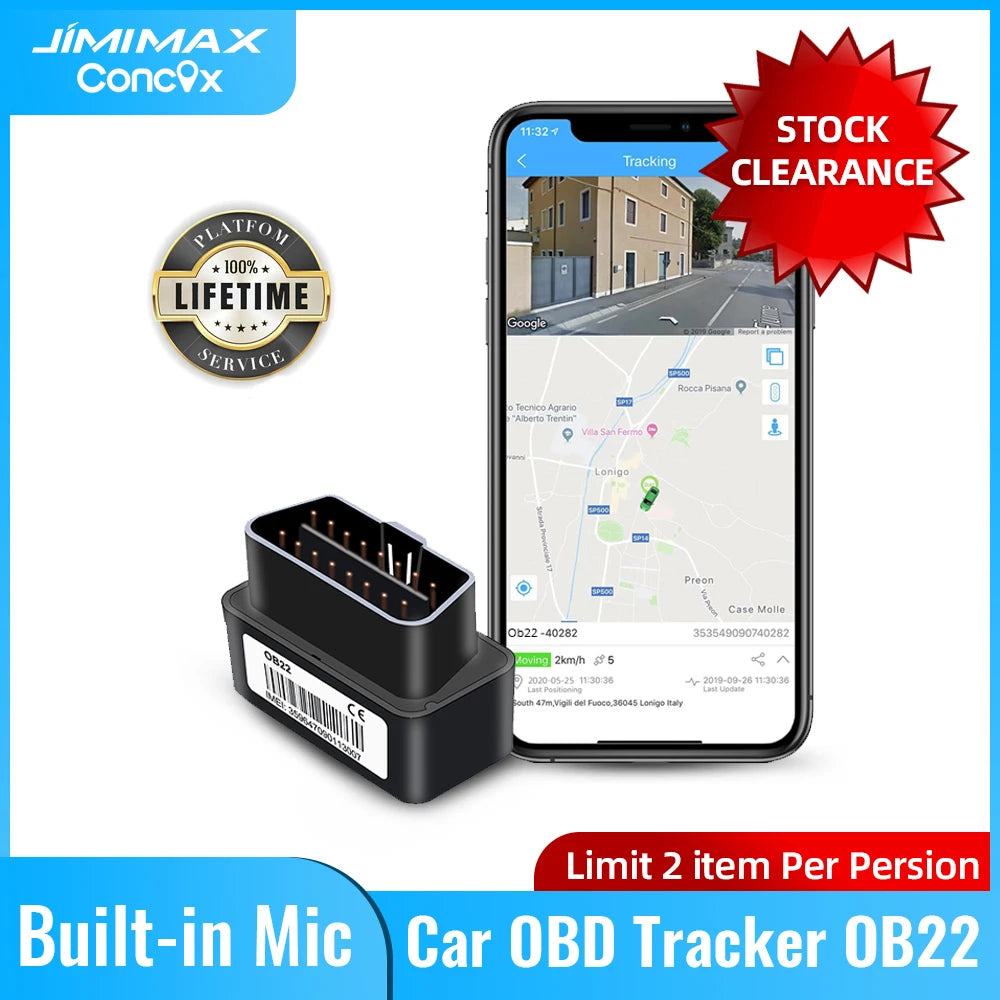 JIMIMAX OB22 Mini OBD GPS Tracker Voice Monitor Car Locator 16Pin Plug Real Time Position Alarm Geo-fence Tracking Device APP PC