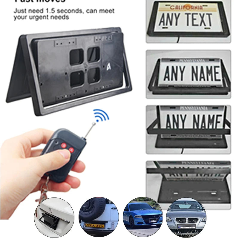 2pcs Electric Car License Plate Frame Bracket Remote Plate Car