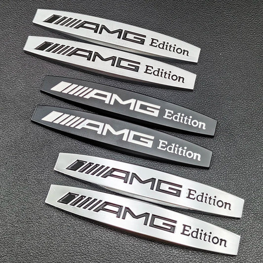 2pcs 3D Metal Logo AMG Edition Emblem Car Fender Badge Sticker For Mercedes Benz AMG Edition Auto Decal Decorative Accessories