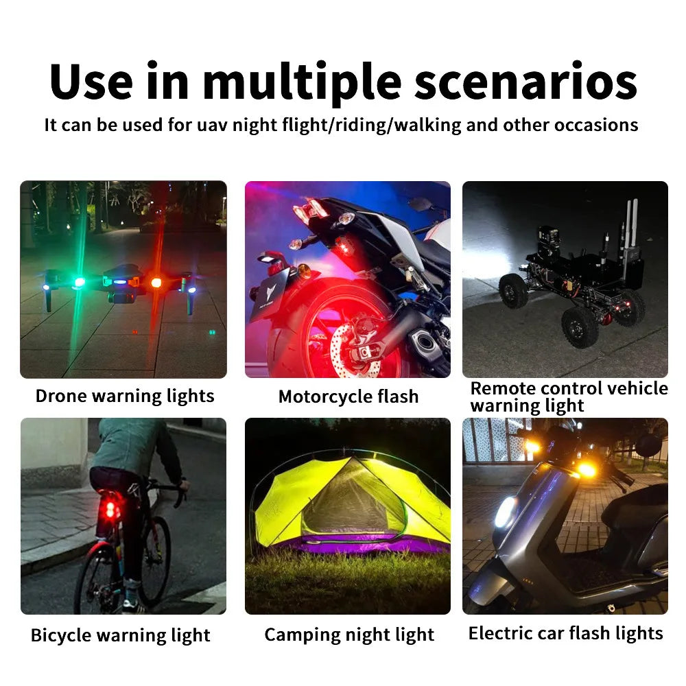 Motorcycle Light Drone Strobe Light 7 Color Mini USB LED Anti-Collision Bike Aircraft Night Flying Flashing Warning Signal Light