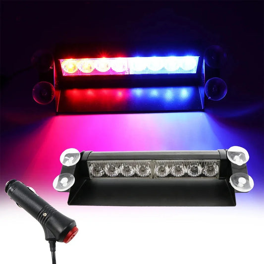 8 LED Universal Car Strobe Light Flasher Vehicle Windshield Flashing Warning Signal Lamp Red Blue Police Emergency lights 12V