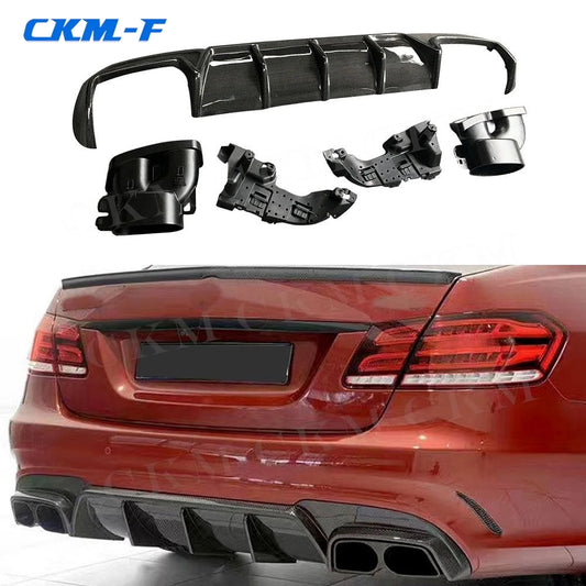 For W212 E63 Carbon Fiber Rear Bumper Lip Spoiler For Mercedes Benz E Class E260 E300 E400 AMG 2014 2015 2016 Rear Diffuser Tips