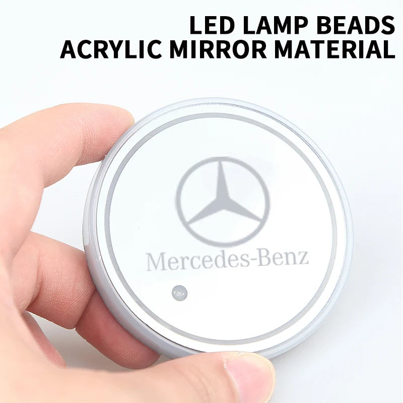 1/2pcs LED Luminous Car Water Cup Coaster Holder Lamps For Mercedes Benz Dacia Tesla Cadillac Land Rover Toyota Hyundai Abarth