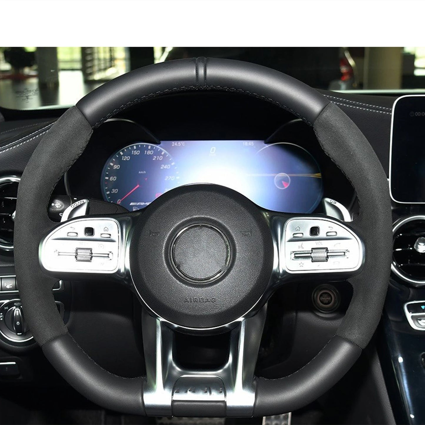 Matte Carbon Fiber Interior Steering Wheel Shift Magnetic Paddle For Mercedes Benz AMG Line