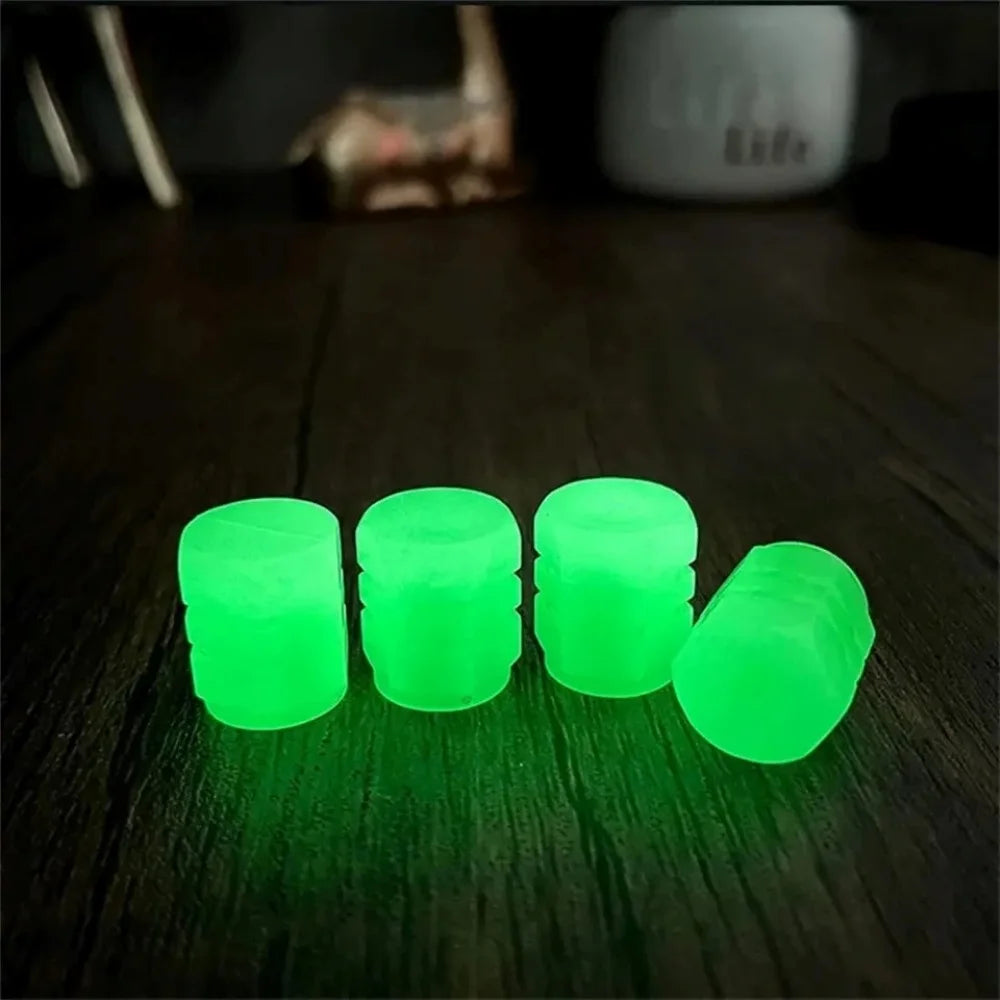 20Pc Luminous Valve Caps Fluorescent Night Glowing Decor Car Motorcycle Bicycle Wheel Hub Valve Stem Cap Styling Car Accessories