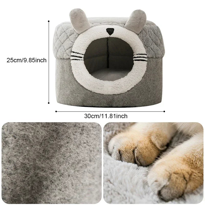 Indoor Warm Cat Dog House Soft Pet Tent Cave Bed Deep Sleep Cat Kennel with Removable Cushion for Kitten Puppy Comfortable Bed