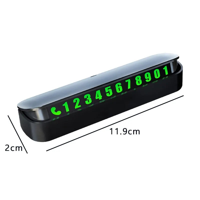 Temporary Parking Sign Black Hidden Phone Number for Easy Removal of Luminous Car Pendants Telephone Number Plate