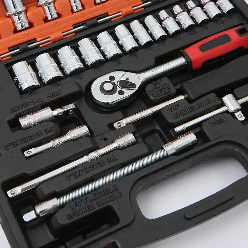 Wrench Set 46/53Pcs Tool Kit For Car Tool Screwdriver And Bit Ratchet Torque Quick Wrench Spanner Wrench Socket Key Hand Tools