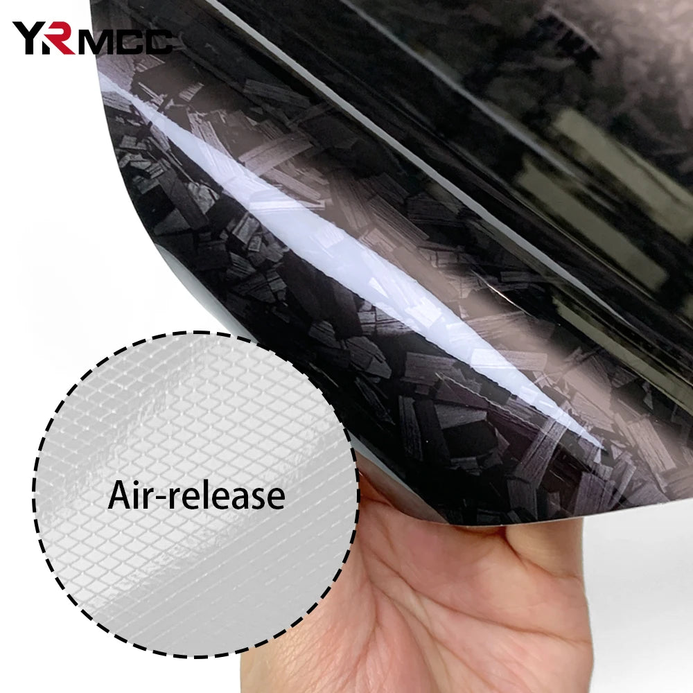 Carbon Fiber Film Glossy Black Car Body Film Forged Carbon Fiber Vinyl Wrap Film Self Adhesive Decal Sticker for Car Accessories