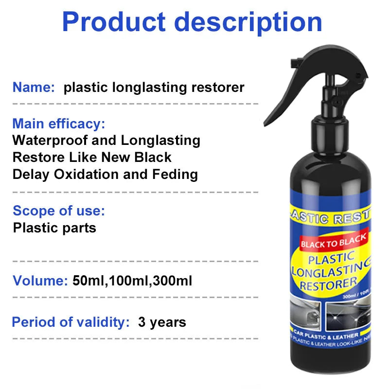 Car Plastic Restorer Coating Agent Auto Plastic Rubber Exterior Repair Clean Refresh Restoration Agent Black Shine Seal Brighten