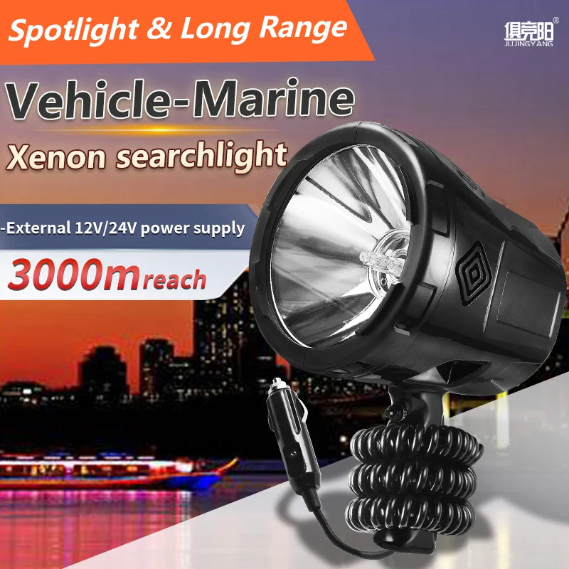 Xenon Searchlight Super Bright Long-Range Flash Bang 3000meters distance High Lumen 20000LM Hunting Spotlight 12v Long Range Strong Light Work Light Torch