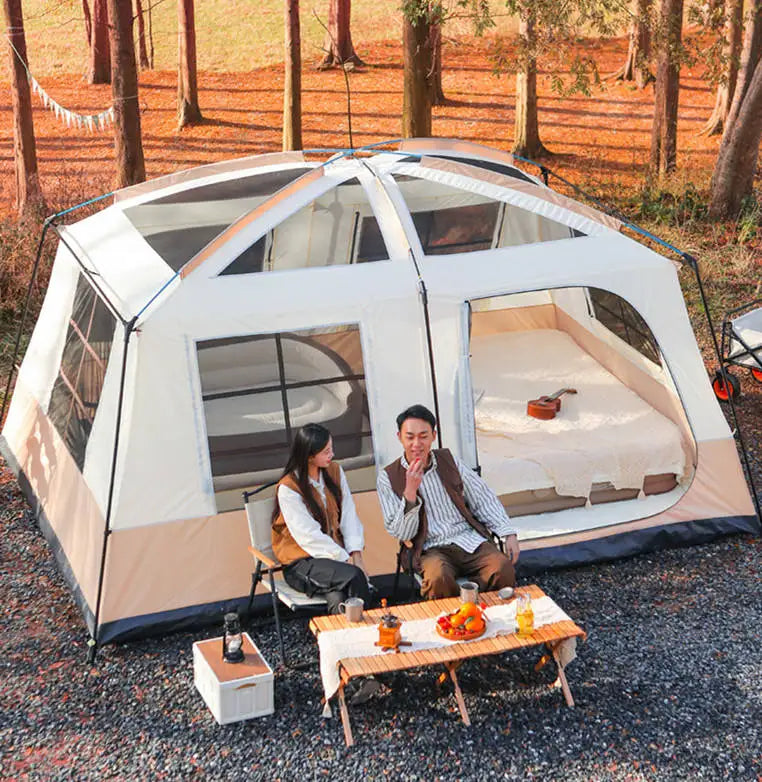 Hot Outdoor Large Camping Party Tent Two Room One Living Room Windproof waterproof sunshade keep warm four seasons camping Tent