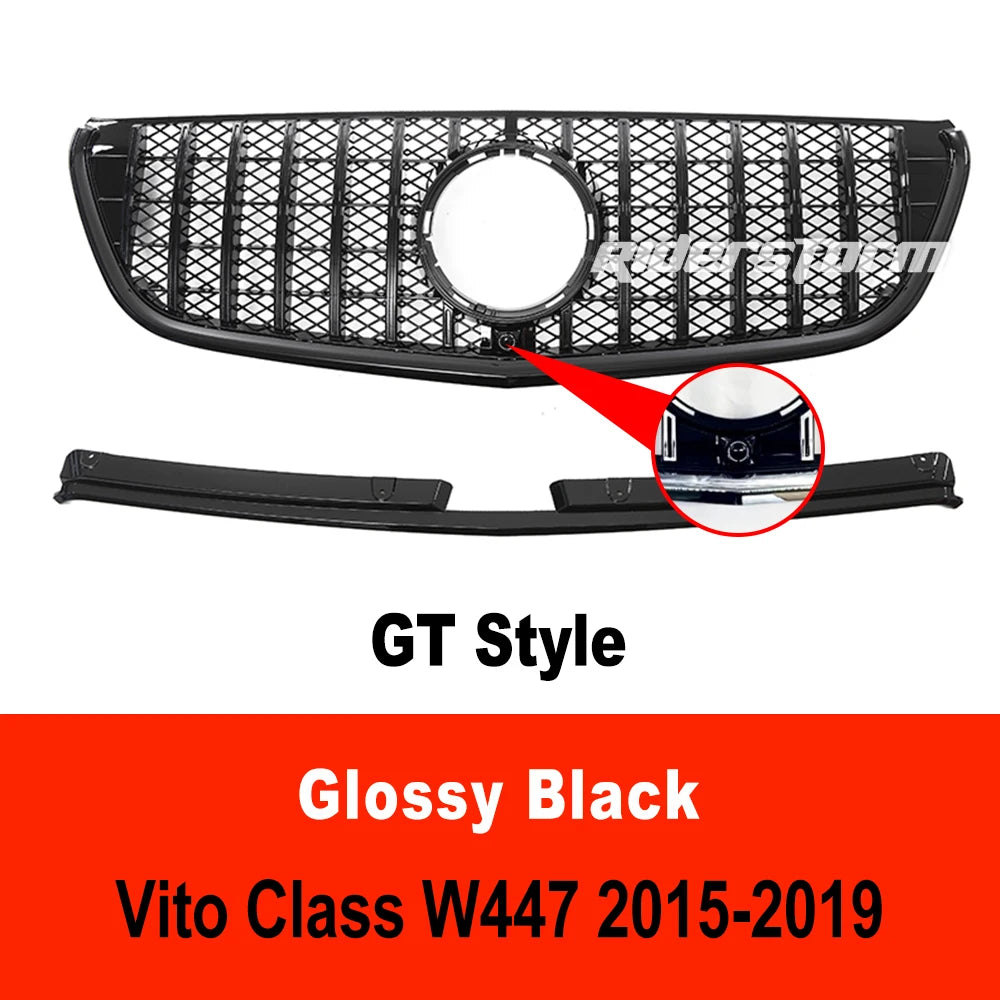 2015-2022 For V Class Grill For vito W447 Diamond Grille For V260  V220 Racing diamond front grille front mesh V class grillle