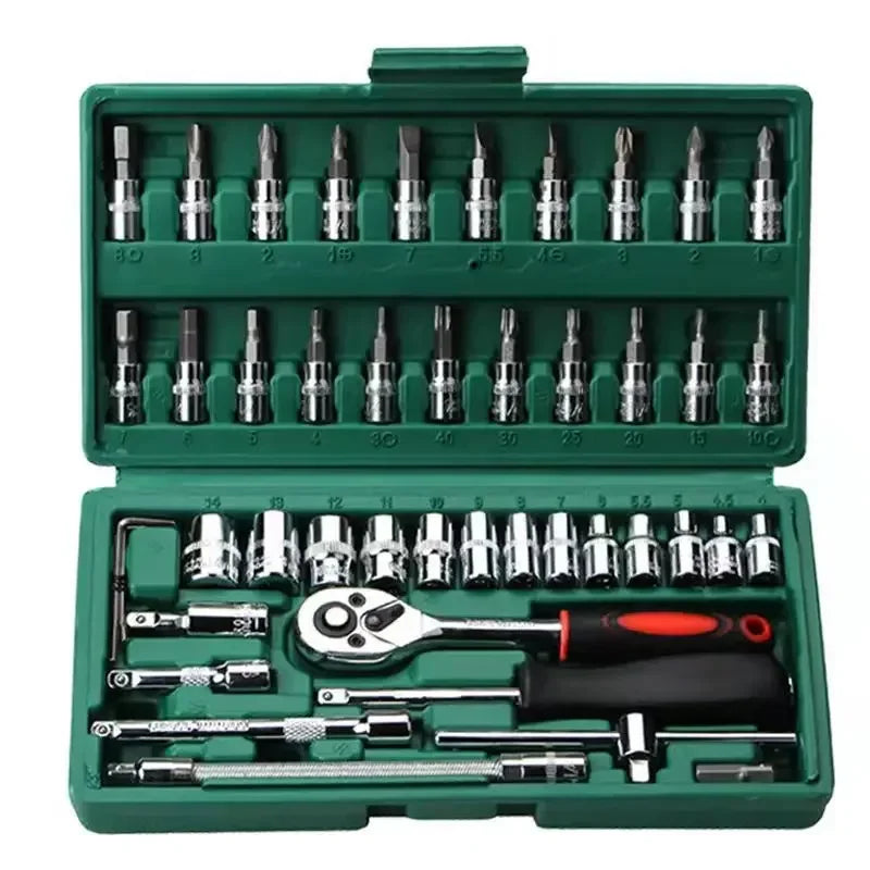 Wrench Set 46/53Pcs Tool Kit For Car Tool Screwdriver And Bit Ratchet Torque Quick Wrench Spanner Wrench Socket Key Hand Tools