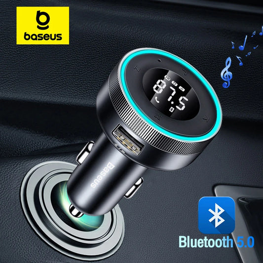 Baseus FM Transmitter Modulator Car Wireless Bluetooth 5.0 USB Fast Charger Auto Aux Radio Mp3 Player Music Hands Free Car Kit