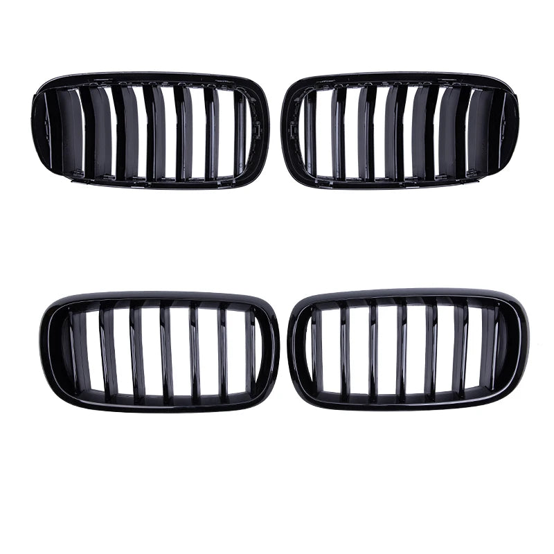 Pulleco For BMW X5 X6 F15 F16 Car Front Bumper Kidney Grill Hood Grillle Gloss Black Single Slat Grilles 14-17 New Racing Grills