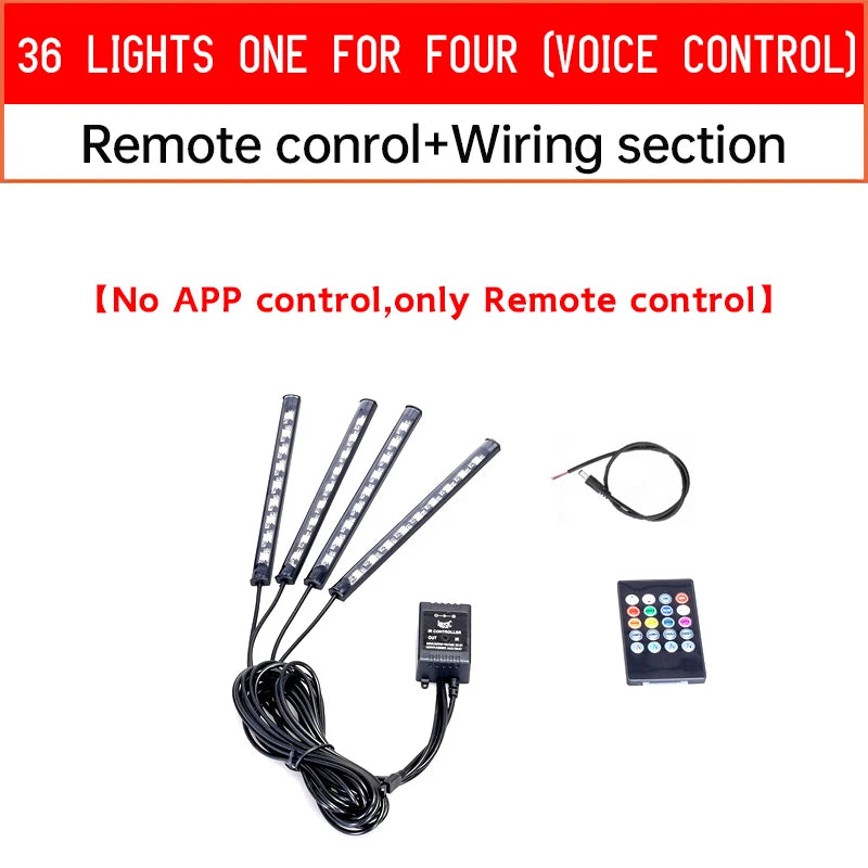 LED Motorcycle Car Atmosphere Foot Light Remote Control Flexible Waterproof