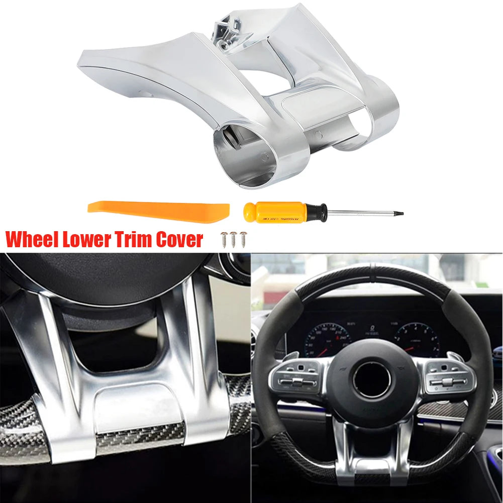 Car Steering Flat Wheel Lower Trim Cover For Mercedes Benz AMG 2019+ Sport A W177 B W247 C W205 E W213 G W463 GLS W257 Class