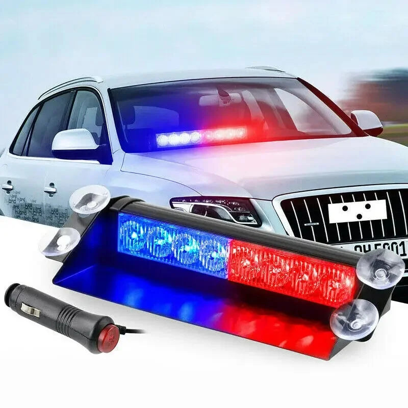 8 LED Universal Car Strobe Light Flasher Vehicle Windshield Flashing Warning Signal Lamp Red Blue Police Emergency lights 12V