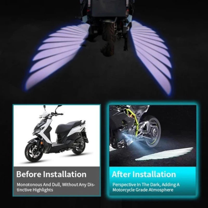 2 Pieces Motorcycle LED Underbody Light Projector Ghost Angel Wings Laser Light