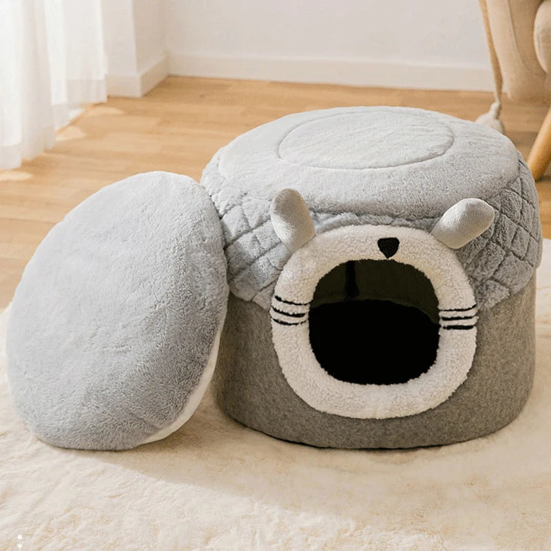 Indoor Warm Cat Dog House Soft Pet Tent Cave Bed Deep Sleep Cat Kennel with Removable Cushion for Kitten Puppy Comfortable Bed