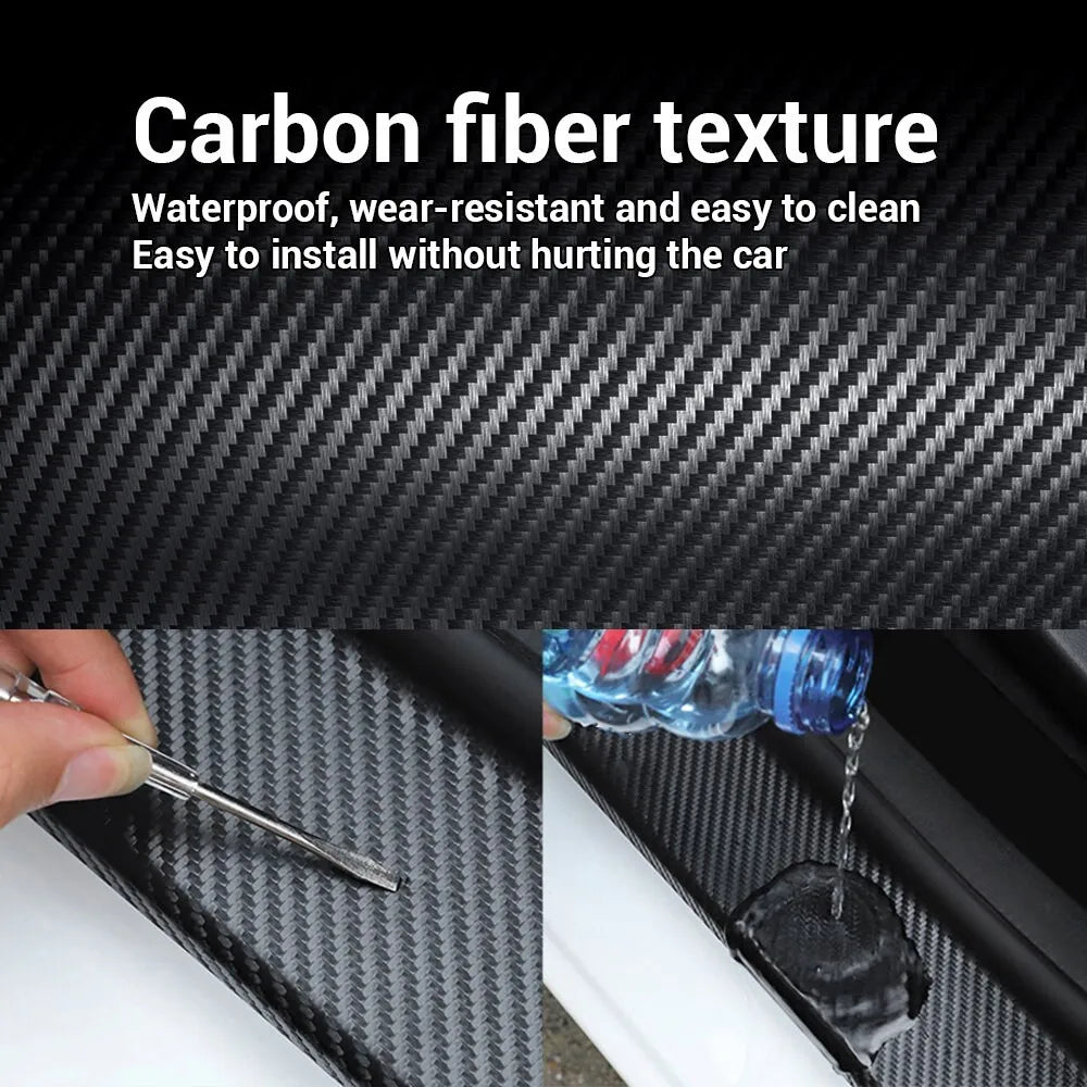 Anti Scratch Car Door Sill Protector Sticker Nano Carbon Fiber DIY Paste Protector Strip Auto Side Mirror Protection Tape Film