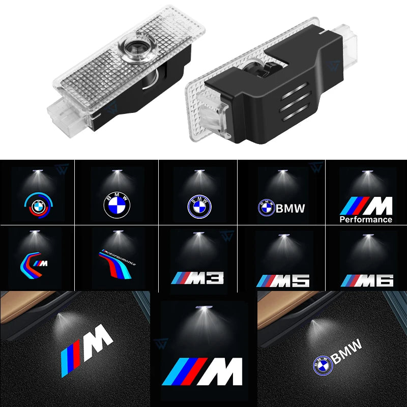 4PCS LED Car Door Lamps HD Courtesy Light Welcome Lights Auto Badge Lamps For BMW E90 E60 F07 F0 F11 F13 F01 E91 E92 E93 F10