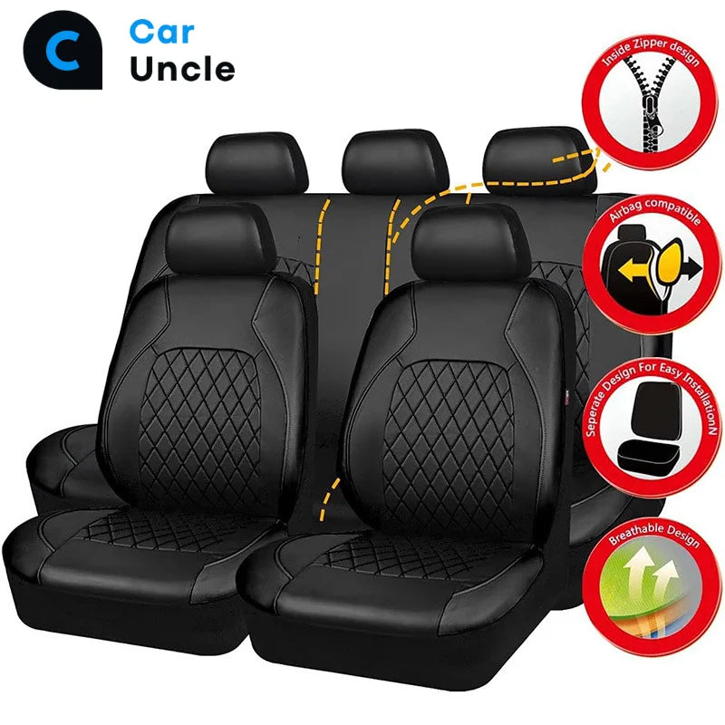 Full Surrounded Waterproof All Season Protective Interior Pu Leather Universal Leather Car Seat Cover Accessory Full Set