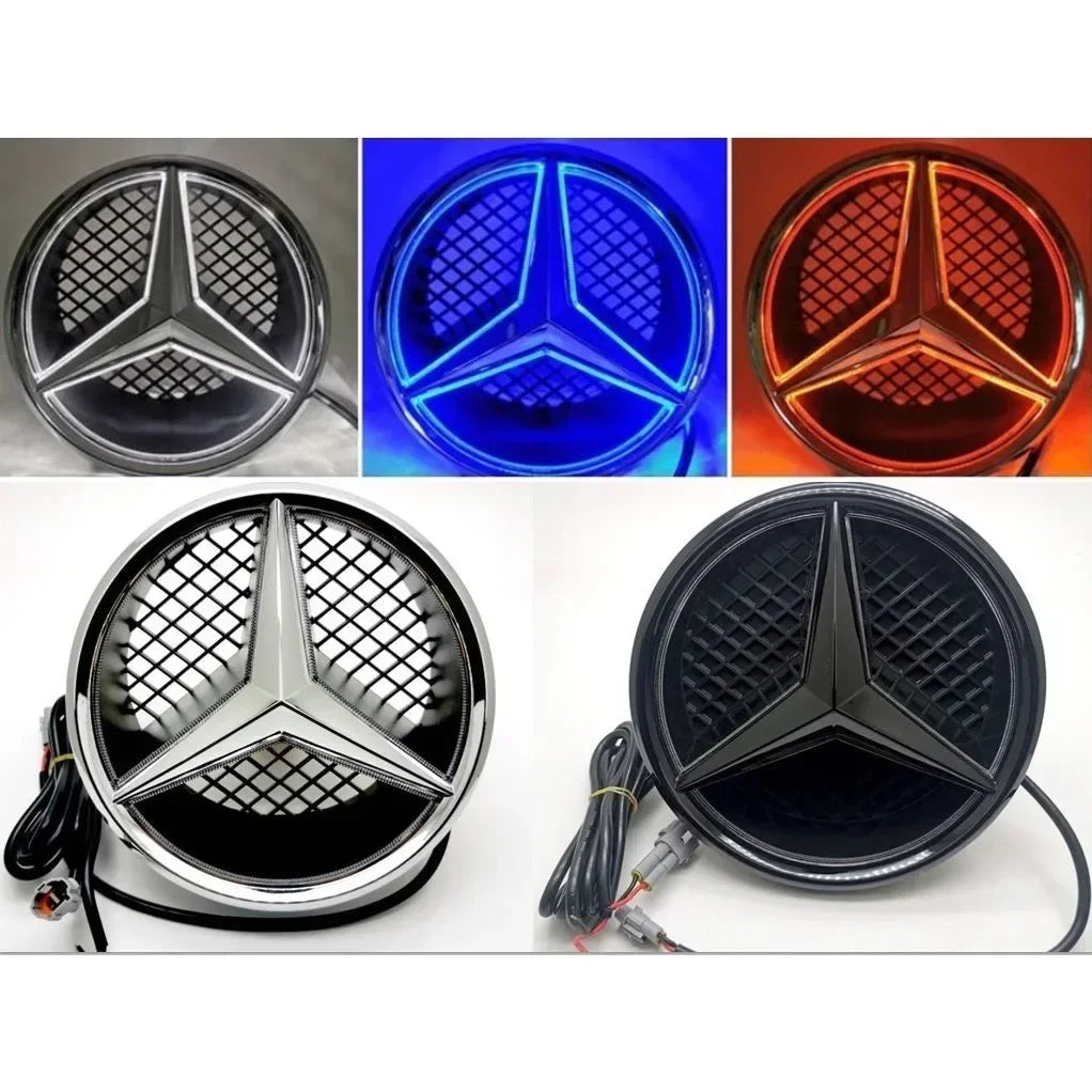 Car Front Grilled Star Emblem LED Illuminated Logo White Blue Red Light for Mercedes Benz W205 C E R ML GL GLA CLA CLS 2013-2016