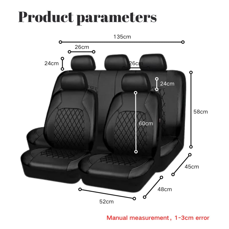 Full Surrounded Waterproof All Season Protective Interior Pu Leather Universal Leather Car Seat Cover Accessory Full Set