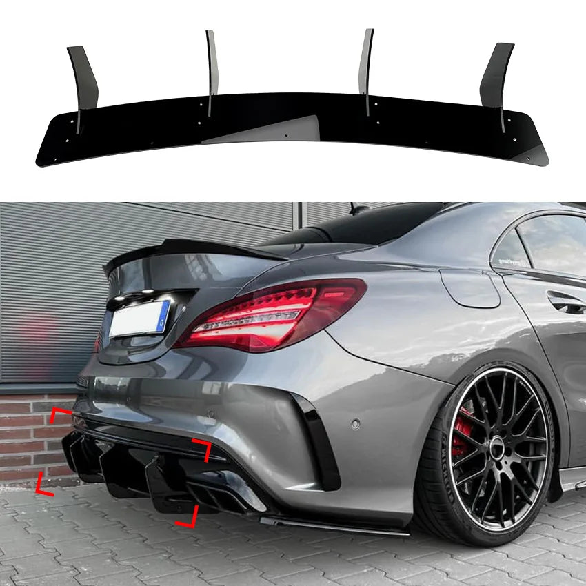 Car Rear Bumper Lower Diffuser Lip Body Kit for Mercedes Benz CLA Class W117 C117 CLA45 AMG Sedan 2016-2019