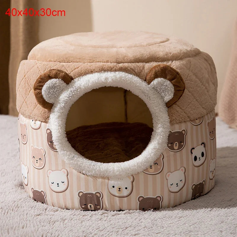 Indoor Warm Cat Dog House Soft Pet Tent Cave Bed Deep Sleep Cat Kennel with Removable Cushion for Kitten Puppy Comfortable Bed