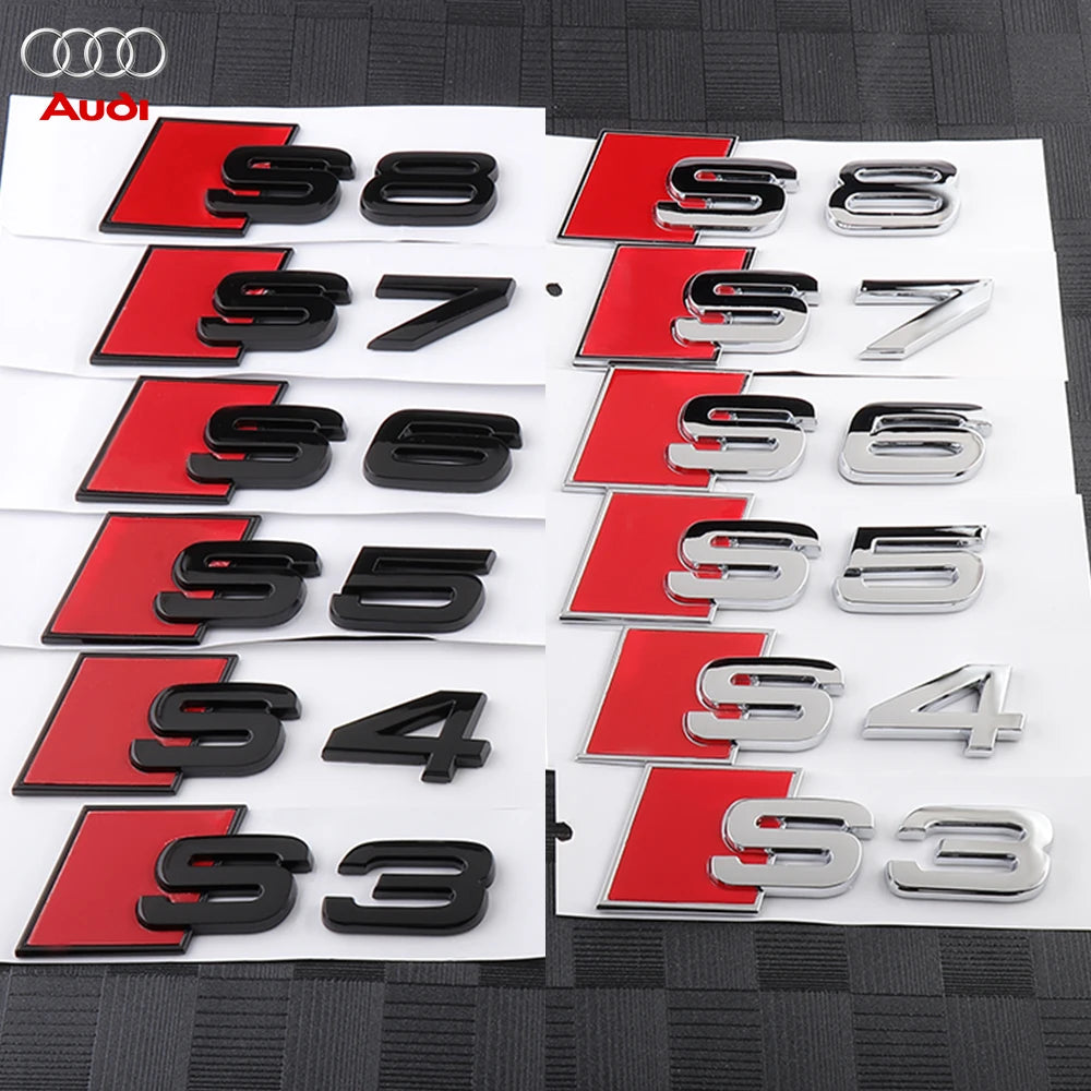 Car Body Rear Trunk ABS Badge S3 S4 S5 S6 S7 S8 Emblem Sticker Decor Accessories for Audi A4 B8 B6 B9 B7 A3 8P 8V 8L A6 C7 C6 C5